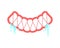 Evil grin. Toothy mouth with saliva. Rabies mouth isolated. vector illustration