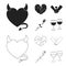 Evil heart, broken heart, friendship, rose. Romantic set collection icons in black,outline style vector symbol stock