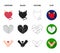 Evil heart, broken heart, friendship, rose. Romantic set collection icons in cartoon,black,outline,flat style vector