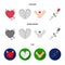 Evil heart, broken heart, friendship, rose. Romantic set collection icons in cartoon,flat,monochrome style vector symbol
