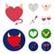 Evil heart, broken heart, friendship, rose. Romantic set collection icons in cartoon,flat style vector symbol stock