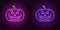 Evil neon pumpkin in purple and violet color