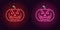 Evil neon pumpkin in red and pink color