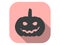 Evil Pumpkin flat icon with long shadow. Halloween, October 31st. Vector