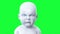 Evil robot baby, children. Green screen 3d rendering.