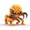 Evil scary fantastic scorpion mutant, predatory monster, funny cartoon 3d illustration on white background