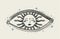 Evil Seeing eye symbol. Occult mystic emblem, graphic design tattoo. Esoteric sign alchemy, decorative style, providence sight