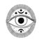 Evil Seeing eye symbol. Occult mystic emblem, graphic design tattoo. Esoteric sign alchemy, decorative style, providence sight