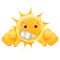 Evil Summer Sun Emoticon. Angry Sun Emoji is pointing at you.