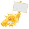 Evil Summer Sun Emoticon. Angry Sun Emoji pointing at you with Sign Template.