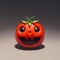 The evil tomato sports creepy eyes and sharp teeth, like a Halloween decoration. AI generated