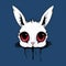 Evil White Rabbit Head With Red Eyes - Dripping Paint Kawaii Art