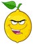 Evil Yellow Lemon Fruit Cartoon Emoji Face Character With Bitchy Expression