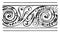 Evolute Spiral Frieze is a wavelike pattern, vintage engraving