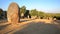 EVORA, PORTUGAL: Alignment of neolithic stones in Cromeleque dos Almendres 13 km west of EVORA