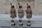 Evzones standing guard in front of the Parliament in Athens.