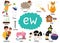 -Ew- digraph spelling rule educational poster for kids with words