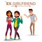 Ex Girlfriend Vector. Couple. Lifestyle Problem. Unhappy Man. Frustrated. Ex-lover. Jealousy, Love Triangle. Isolated