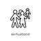 ex-husband icon. Trendy modern flat linear vector ex-husband icon on white background from thin line family relations collection