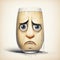 Exaggerated Caricature: Glass Of Water Holding A Face Illustration