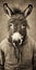 Exaggerated Expressions: Donkey Sepia Photo In Troubadour Style