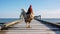 Exaggerated Perspectives: Controversial Chicken On Wooden Pier In 8k Resolution