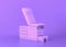 Exam table upright, Medical equipment in flat monochrome purple room, 3d rendering