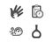 Exam time, Social responsibility and Speedometer icons. Cognac bottle sign. Checklist, Hand, Time concept. Vector