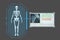 Examines a technological digital holographic plate representing the patient\\\'s body, Concept: Futuristic