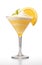 an example of a muddled lemon drink in martini glass, isolated