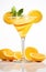 an example of a muddled lemon drink in martini glass, isolated