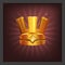 Example of receiving the cartoon golden achievement ancient crown for game screen.