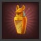 Example of receiving the cartoon golden achievement Egyptian Anubis figurine for game screen.