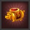 Example of receiving the cartoon golden achievement pig figurine for game screen.