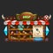 Example of wooden board user interface of game. Window shop and game icons.