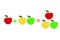 Examples with apples. Cartoon of mathematical addition, isolated on a white background. Vector