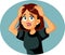 Exasperated Young Woman Vector Cartoon Illustration