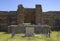 The excavated buildings, columns and ruins