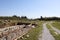 Excavation area on archaeological site Perge, ancient greek city, near Antalya, Turkey