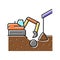 excavation pipe from ground color icon vector illustration