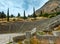 Excavations of the ancient Delphi city (Greece)