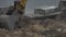 Excavator in action at the construction site. S