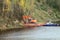 Excavator on a barge