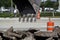 Excavator Bucket above Debris