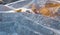 Excavator, bulldozer and conveyor machines on top of stone quarry