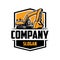 Excavator company badge emblem logo in white background