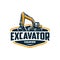 Excavator company ready made emlem logo template.