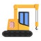 Excavator crane icon, cartoon style