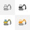 Excavator, crawler digger icon