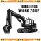 Excavator dangerous work zone vector illustration